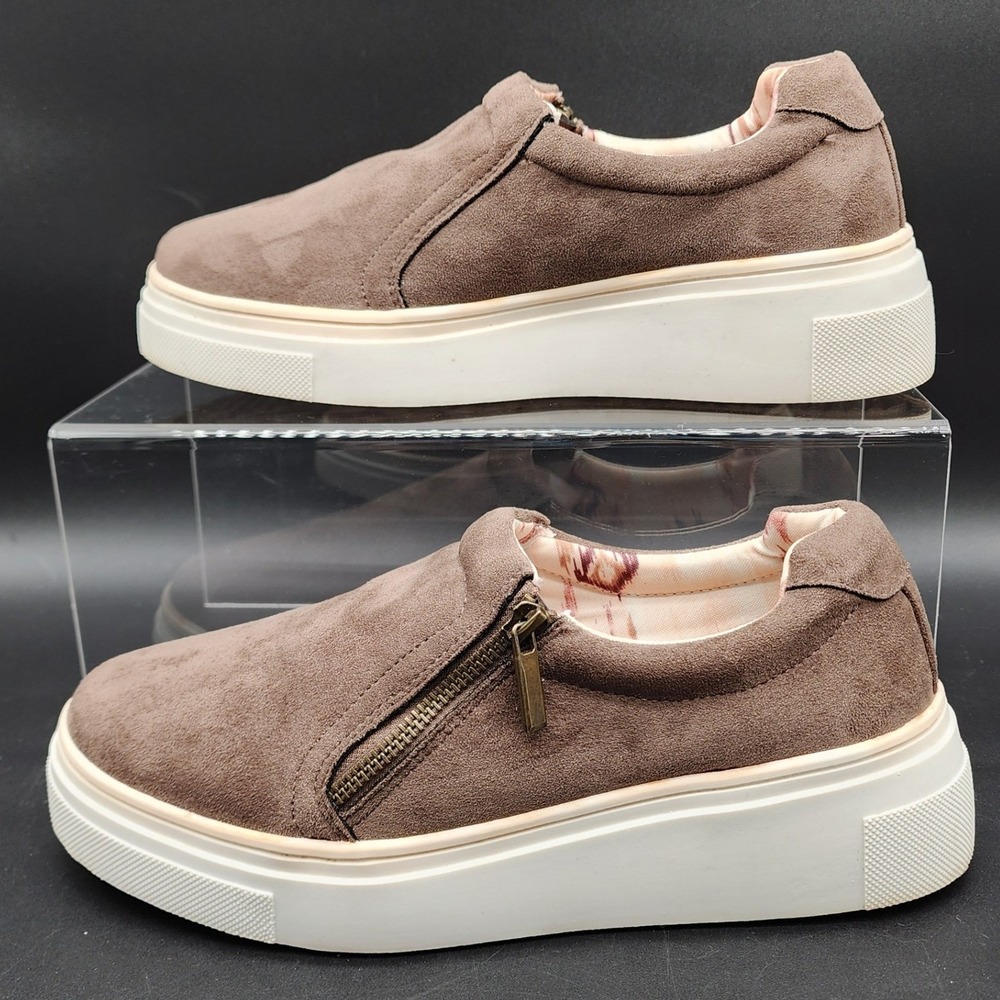 Maurices 9 Brown Tegan Platform Zip Up Sneaker Faux Suede Boho Casual Streetwear